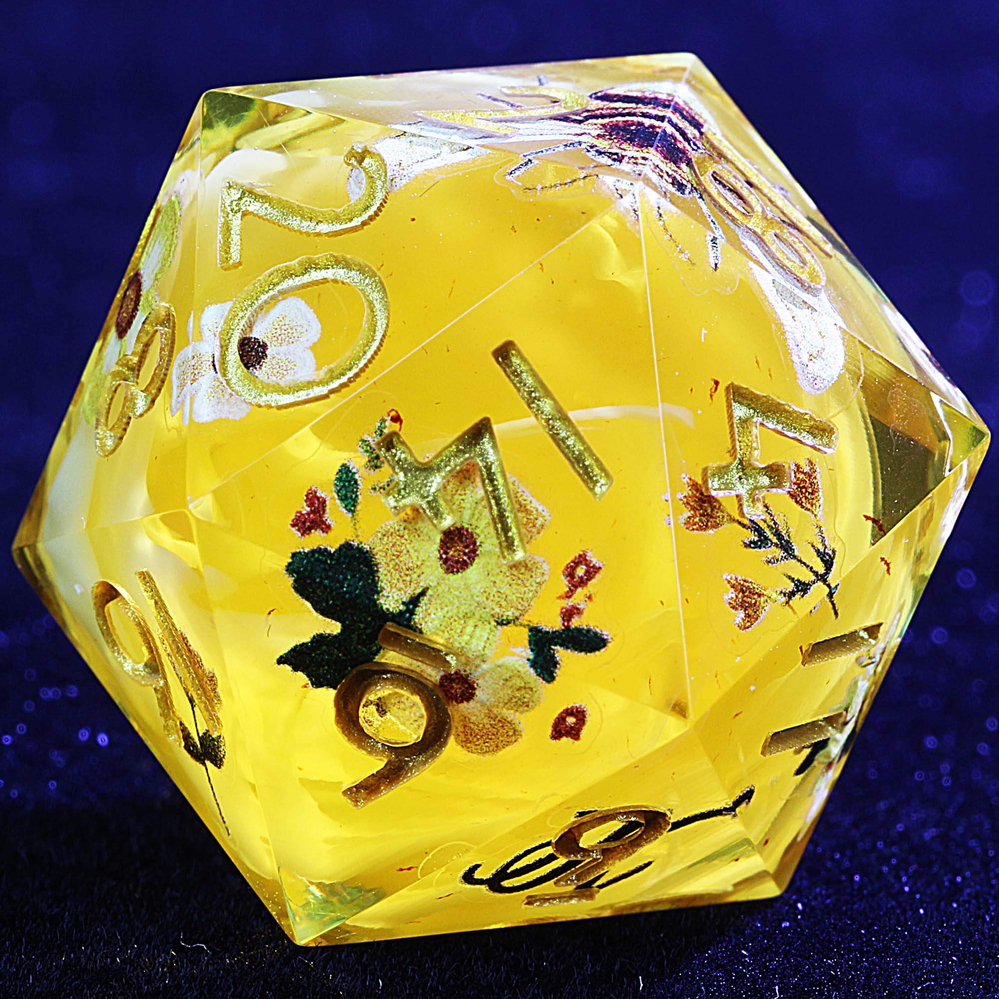 9 Polyhedral Resin Set of D&D Dice Honey Blossom Nectar - Image 4