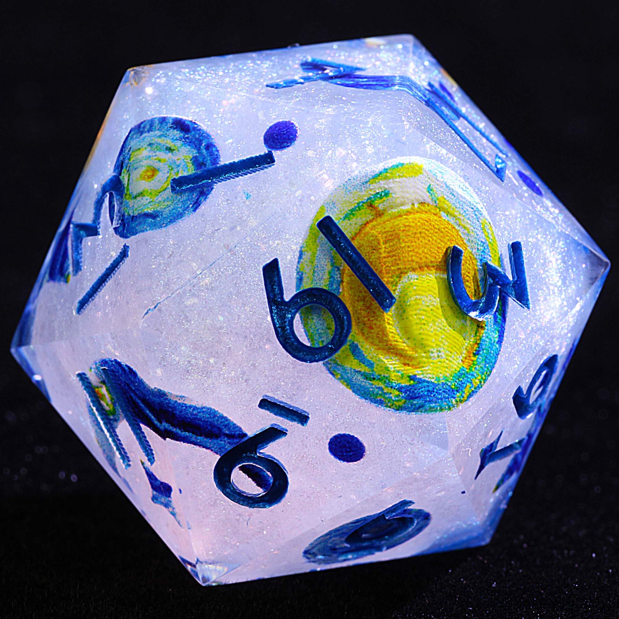 9 Polyhedral Resin Set of DnD Dice Starry Night Mirage - Image 2
