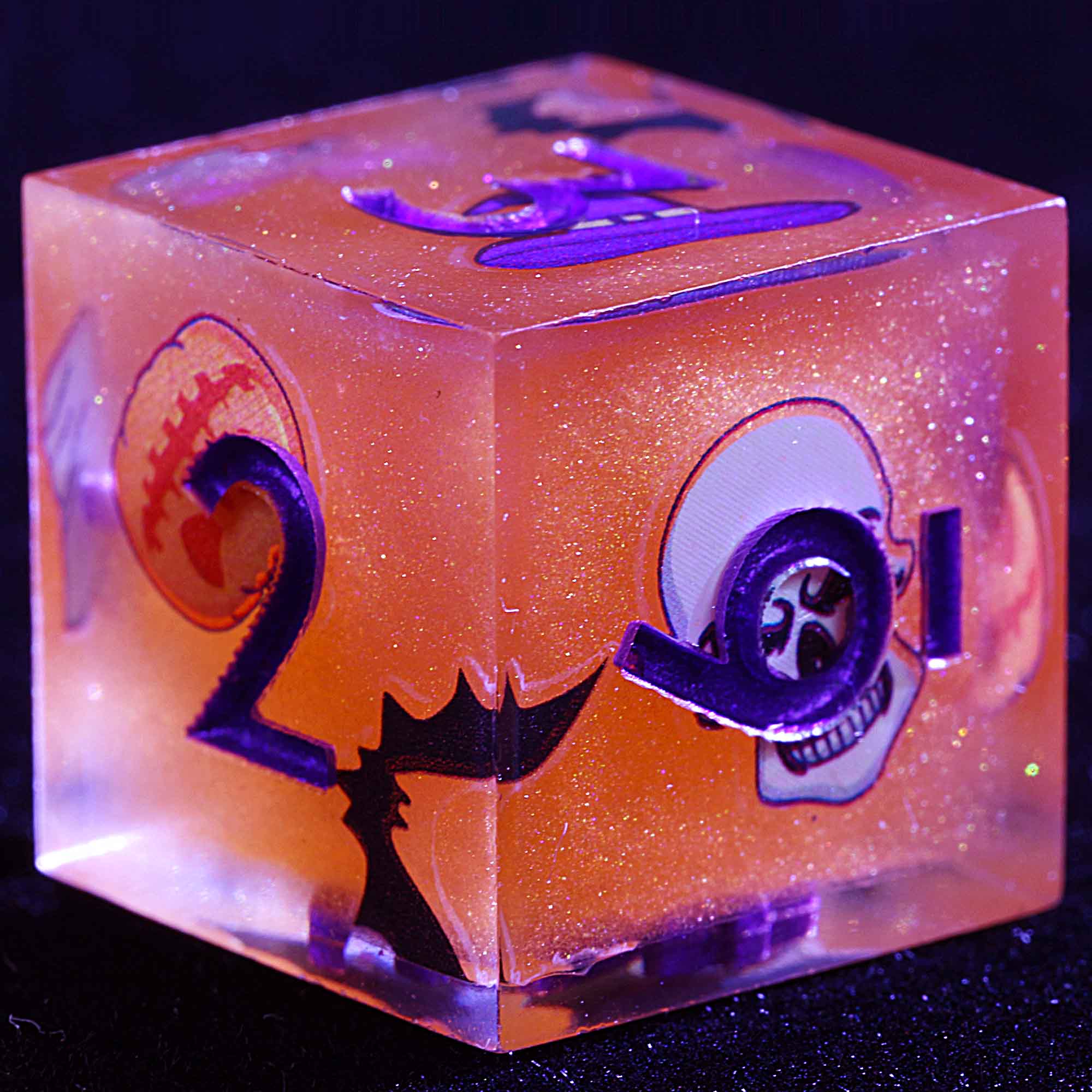 Halloween 9 Polyhedral Resin Sets Dice D&D Grinning Ember Bat - Image 3