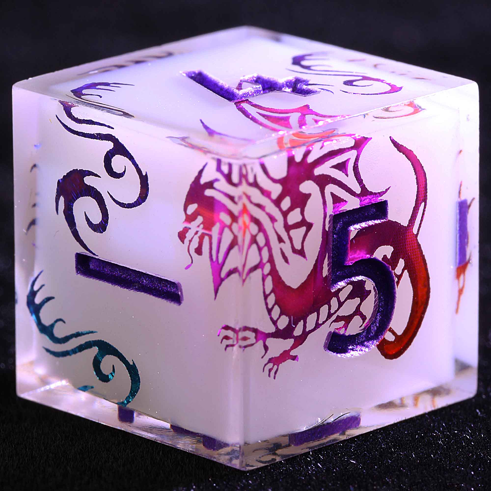 9 Polyhedral Resin Sets of D&D Dice Aurora Dragon Glyph - Image 3