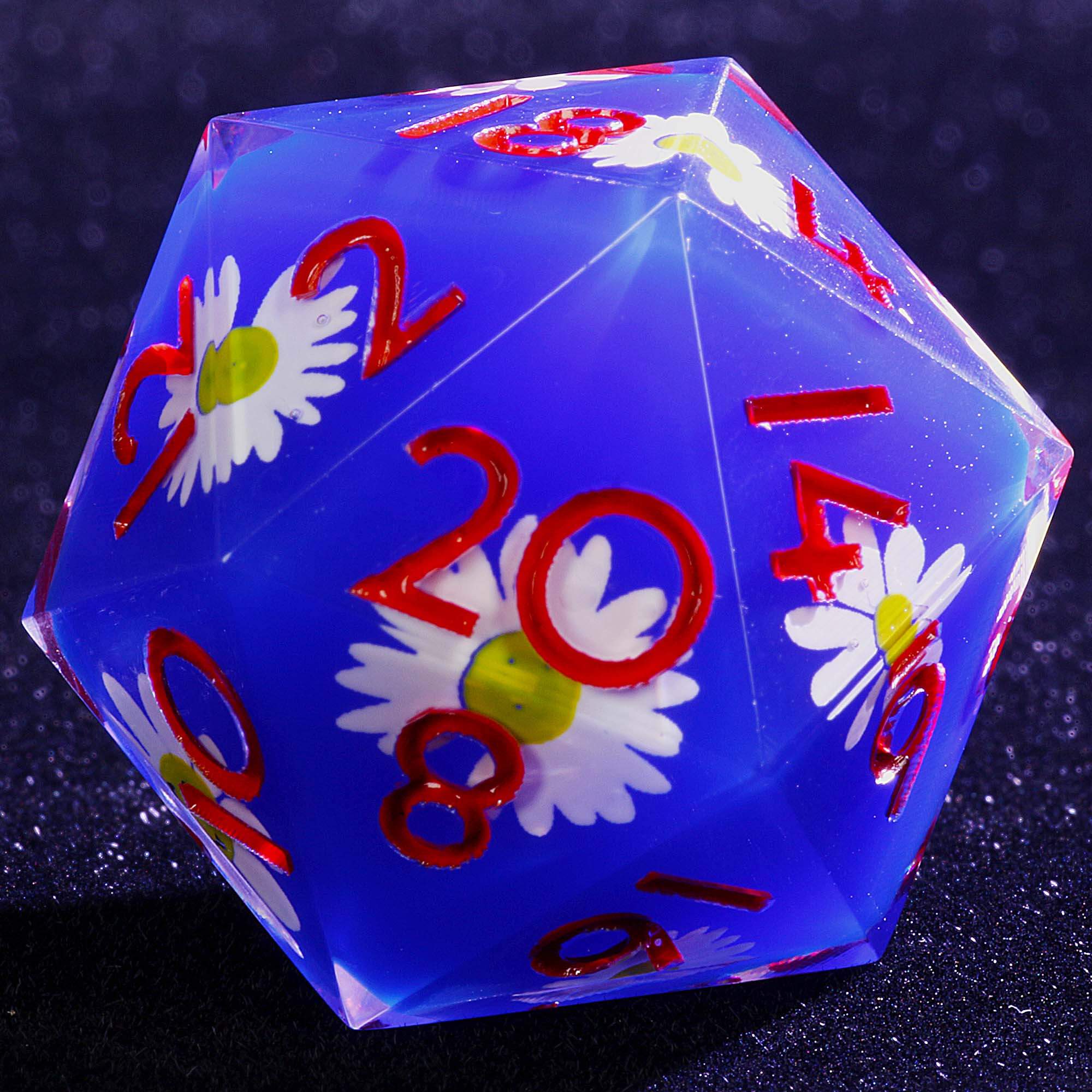 9 Polyhedral Resin Sets of Dice D&D Denim Daisy Sun - Image 2