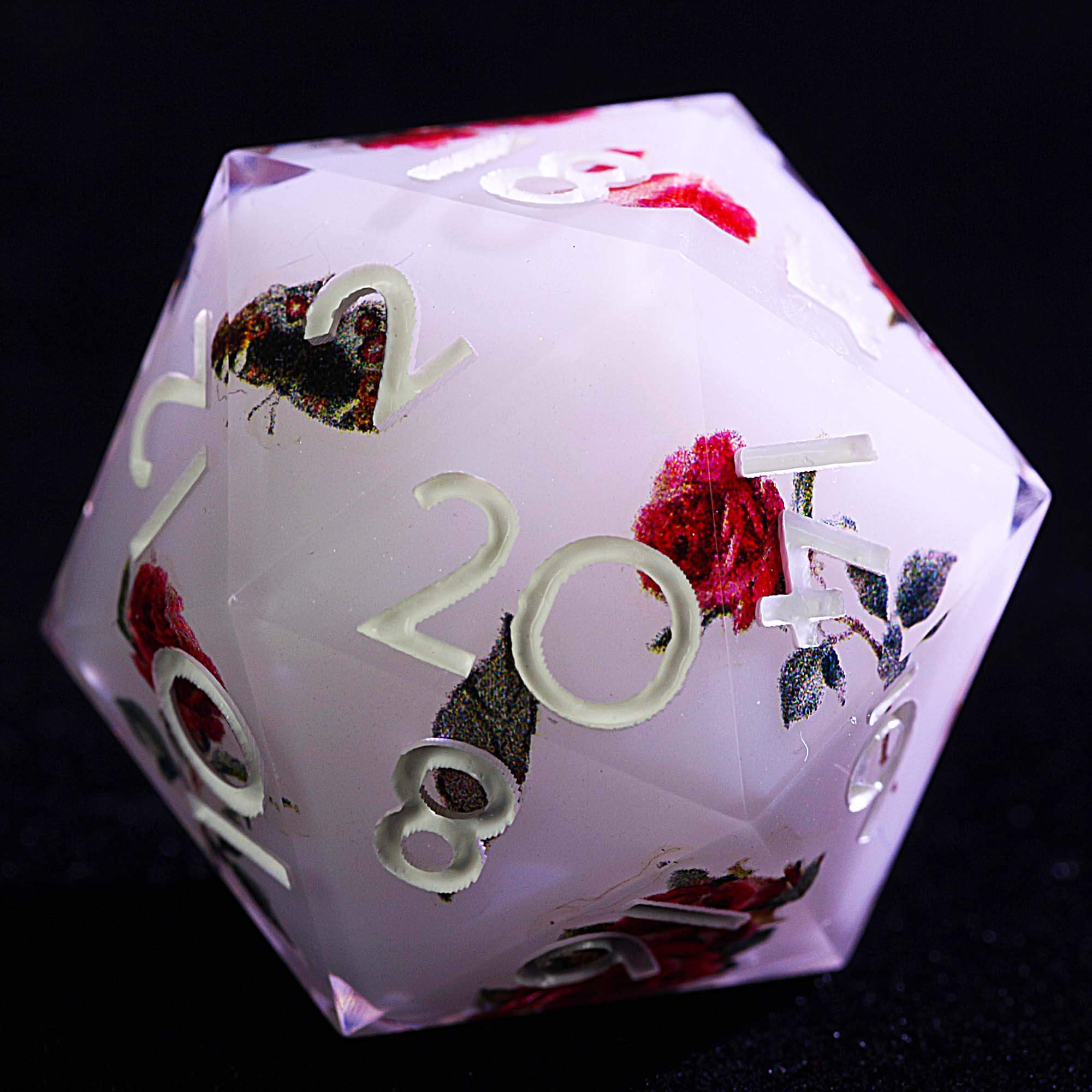 9 Polyhedral Resin Sets of Dice D&D White Romantic Butterfly Rose - Image 2