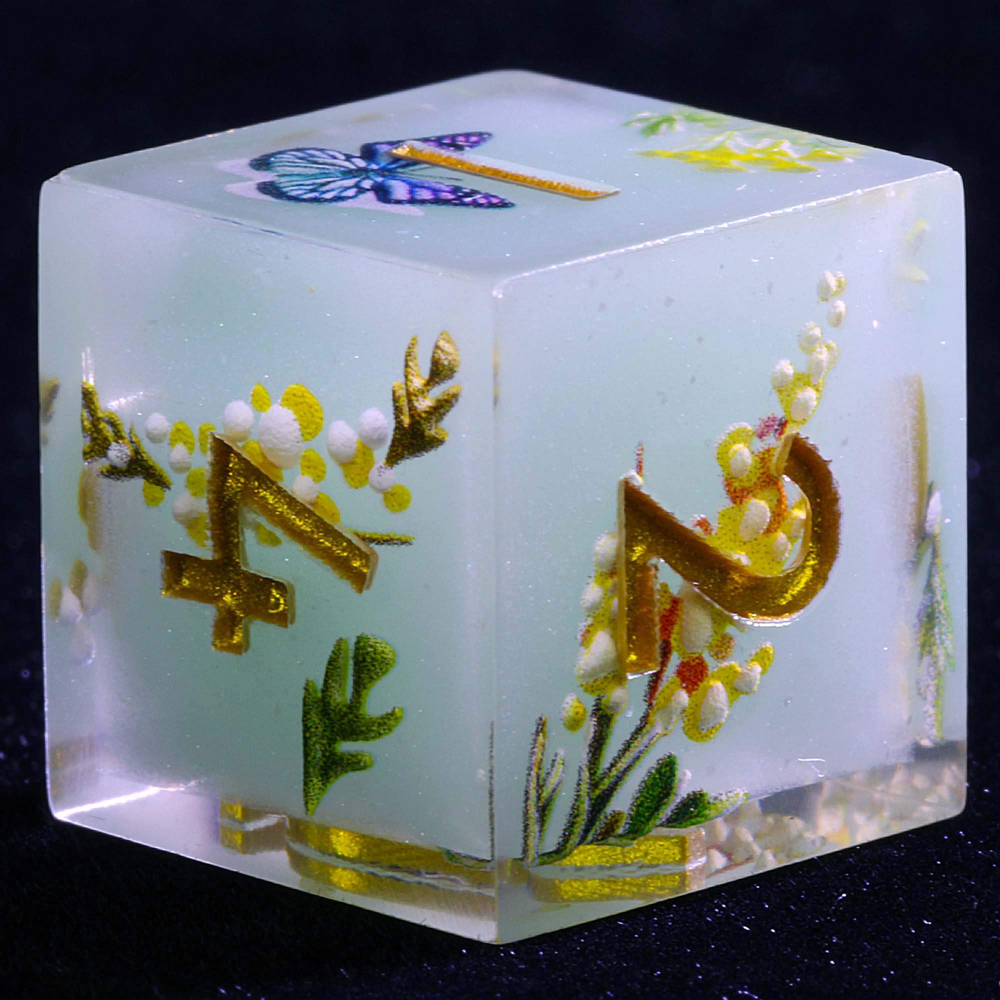 9 Polyhedral Resin Sets of Dice DnD Orchid Breeze Spring - Image 3