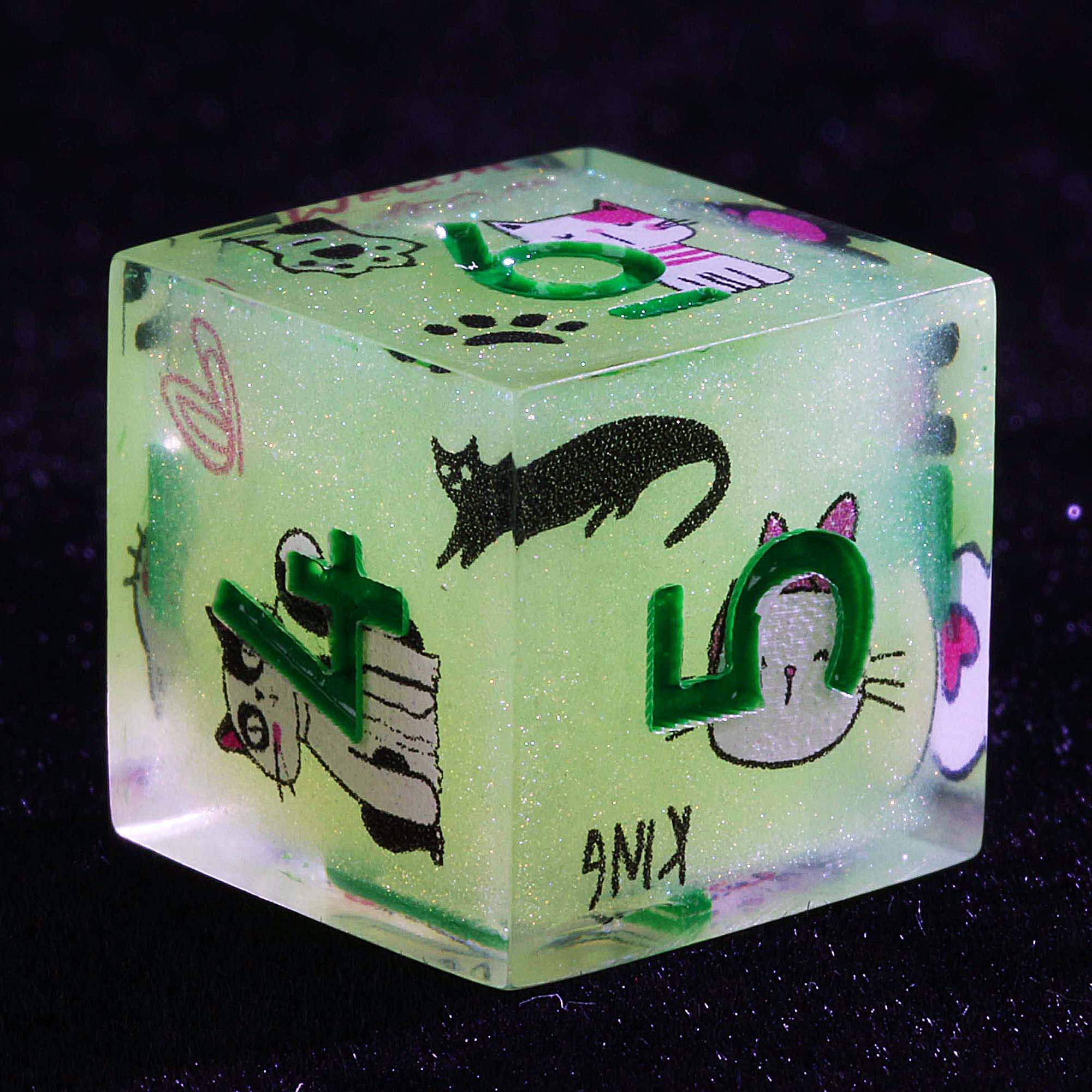 Luminous 9 Polyhedral Set Dice DD Moonlit Cat Ballad - Image 3