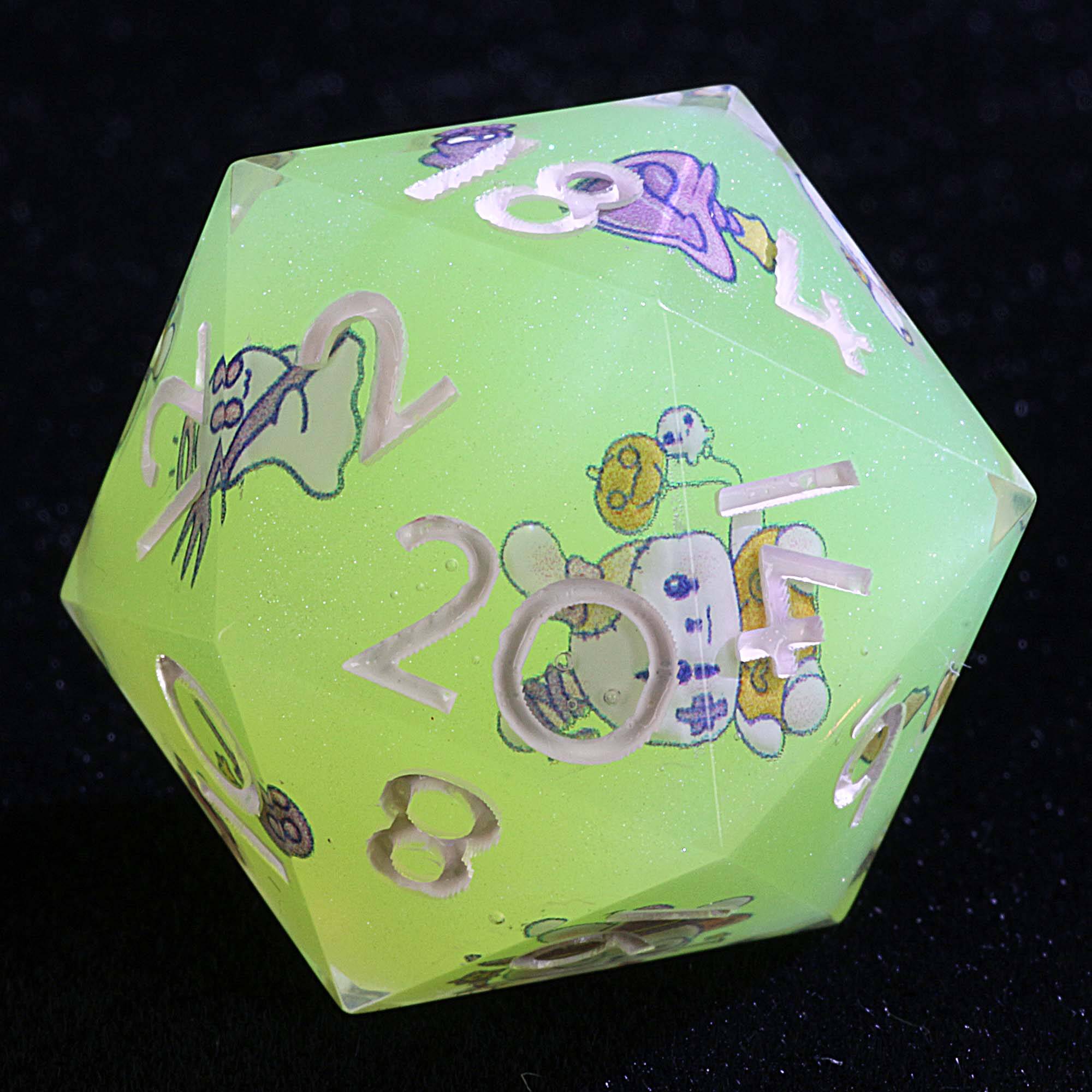 Luminous 9 Polyhedral Set of Dice DD Bunny’s Candy Moonlight - Image 2