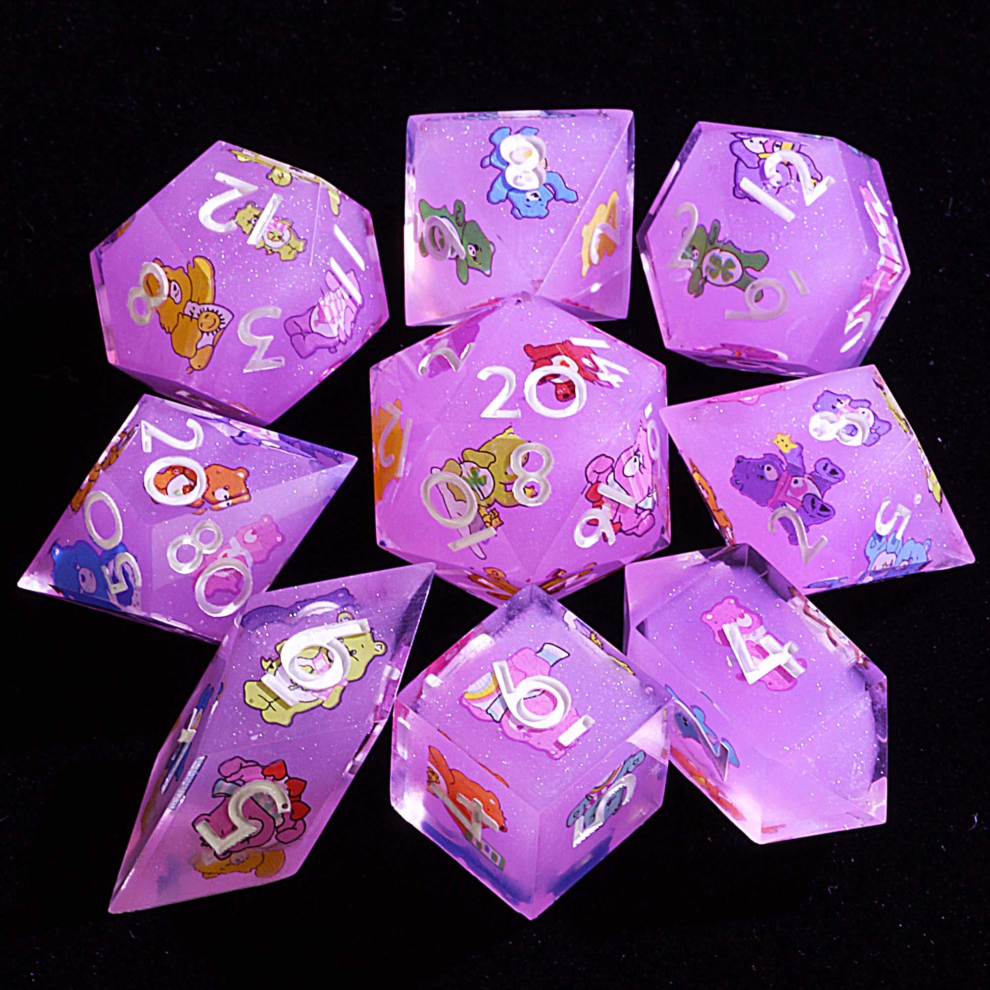 Luminous 9 Polyhedral Sets of Dice DD Bear's Honey Party