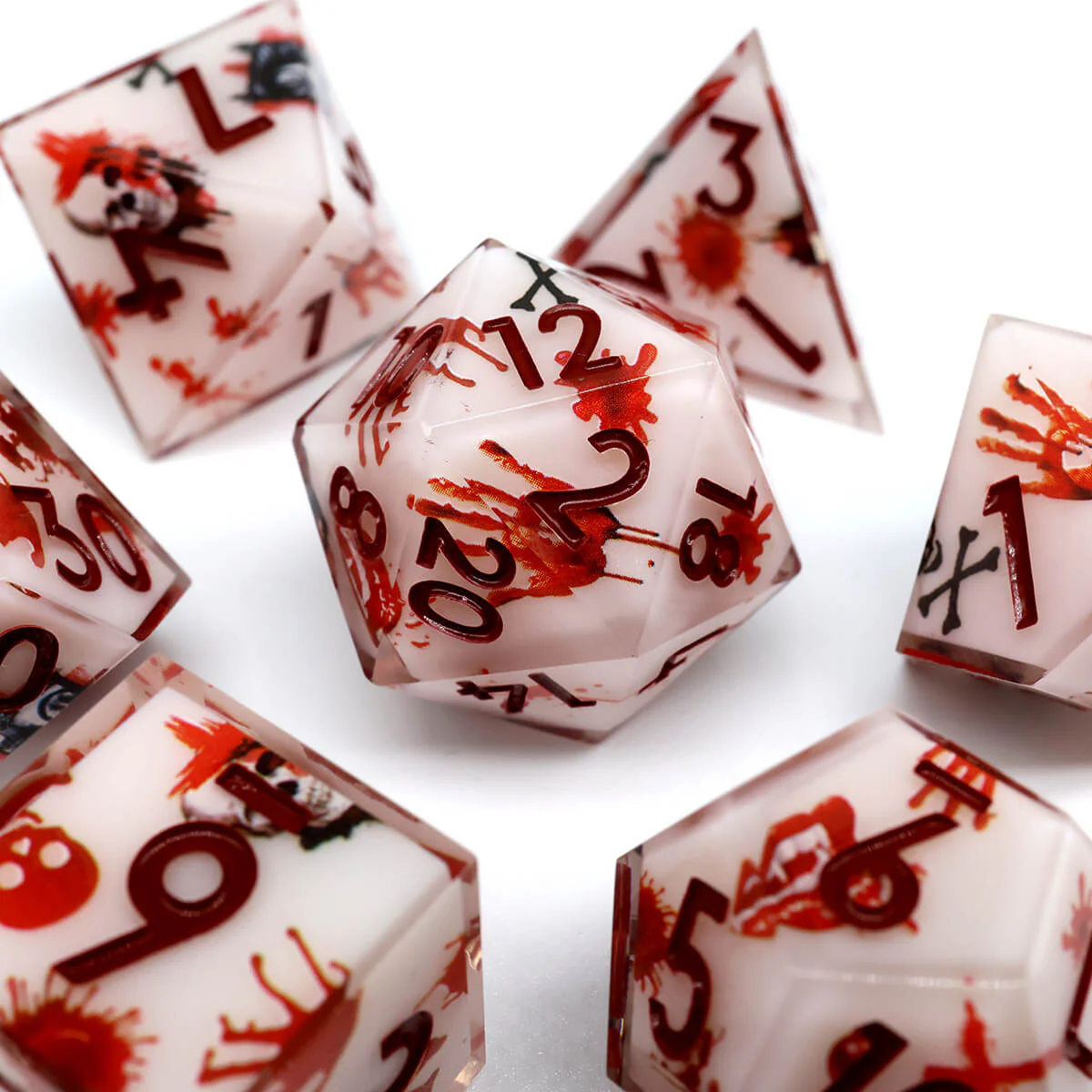 Blood Handprint 7-Piece DND Dice Set Sharp Edge Layered - Image 11