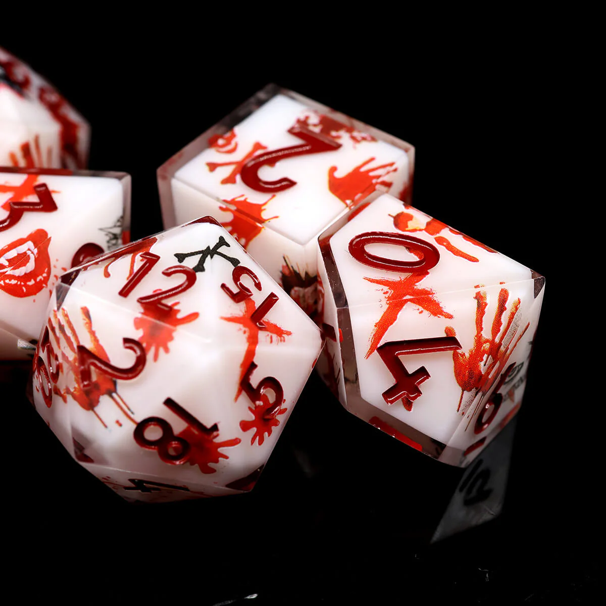 Blood Handprint 7-Piece DND Dice Set Sharp Edge Layered - Image 6