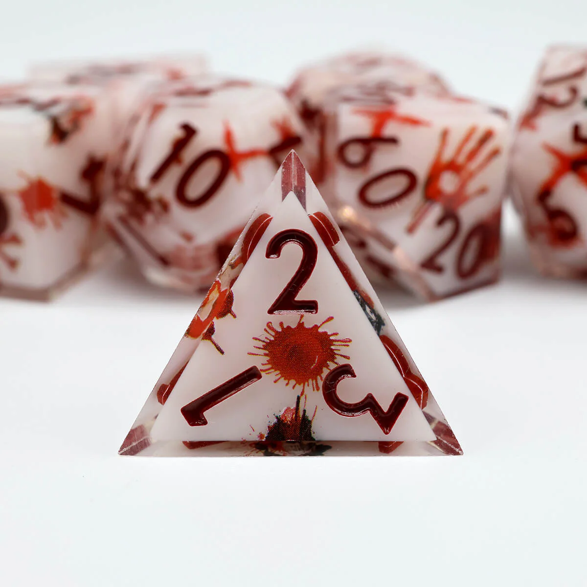 Blood Handprint 7-Piece DND Dice Set Sharp Edge Layered - Image 8