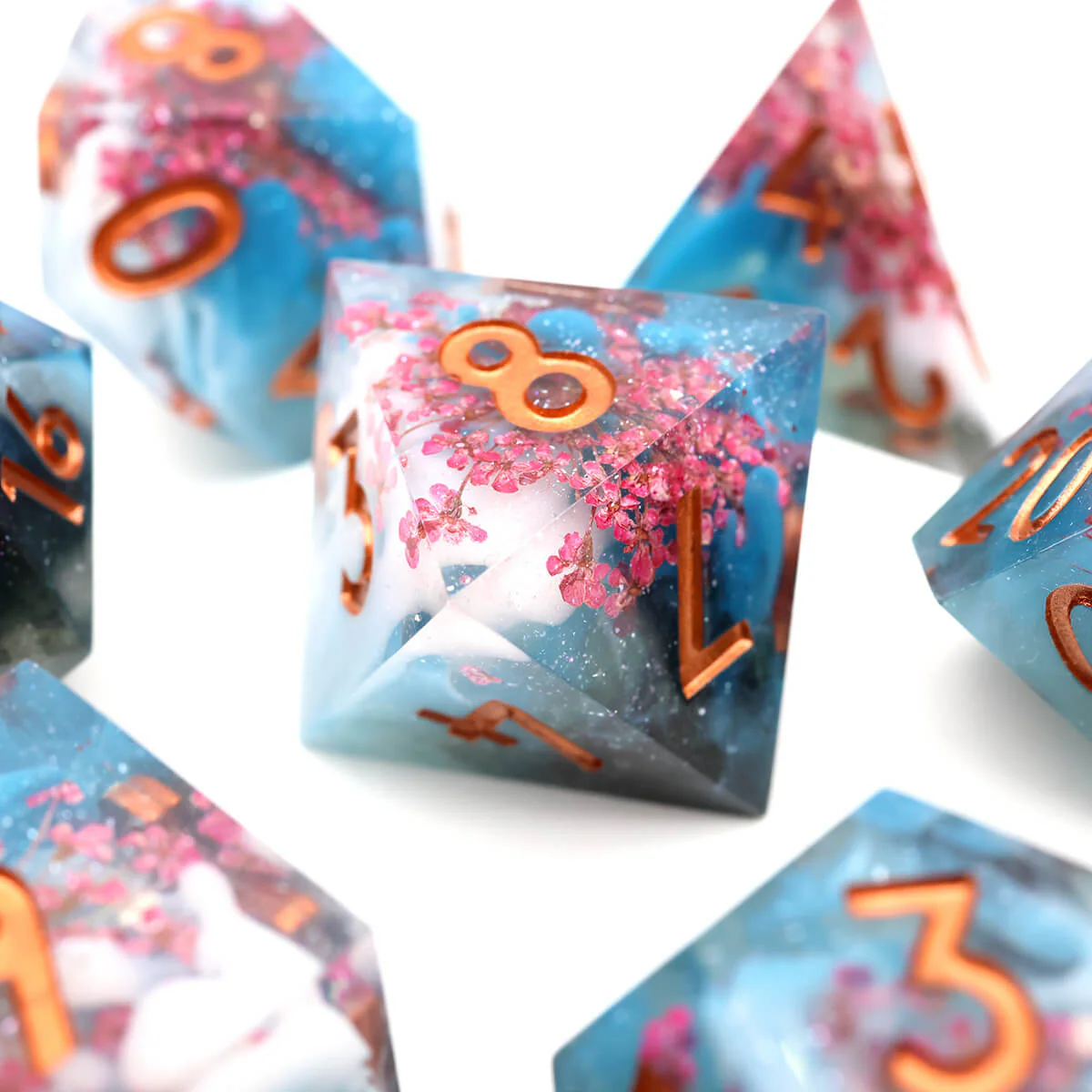 Blooming Flower 7-Piece Sharp Edge DND Dice Set - Image 9