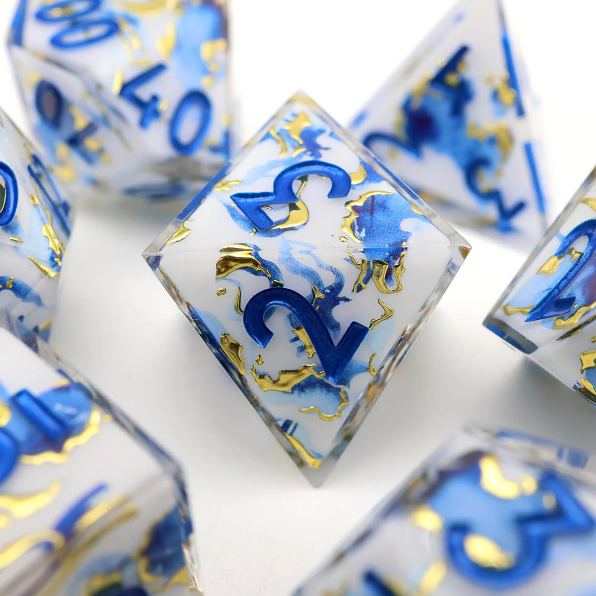 Blue Gold 7-Piece Sharp Edge DND Dice Set - Image 8