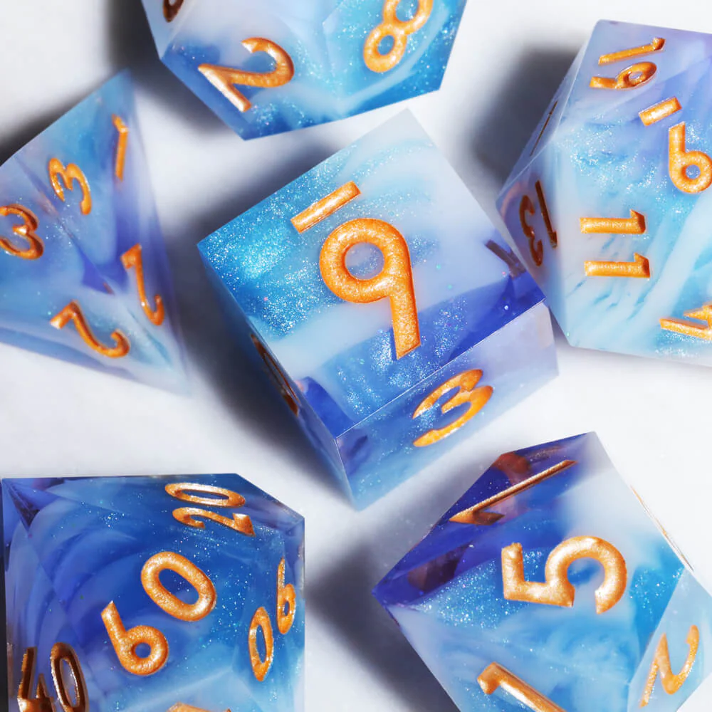Cloudscape 7-Piece Sharp Edge Polyhedral Resin D&D Dice Set - Image 5