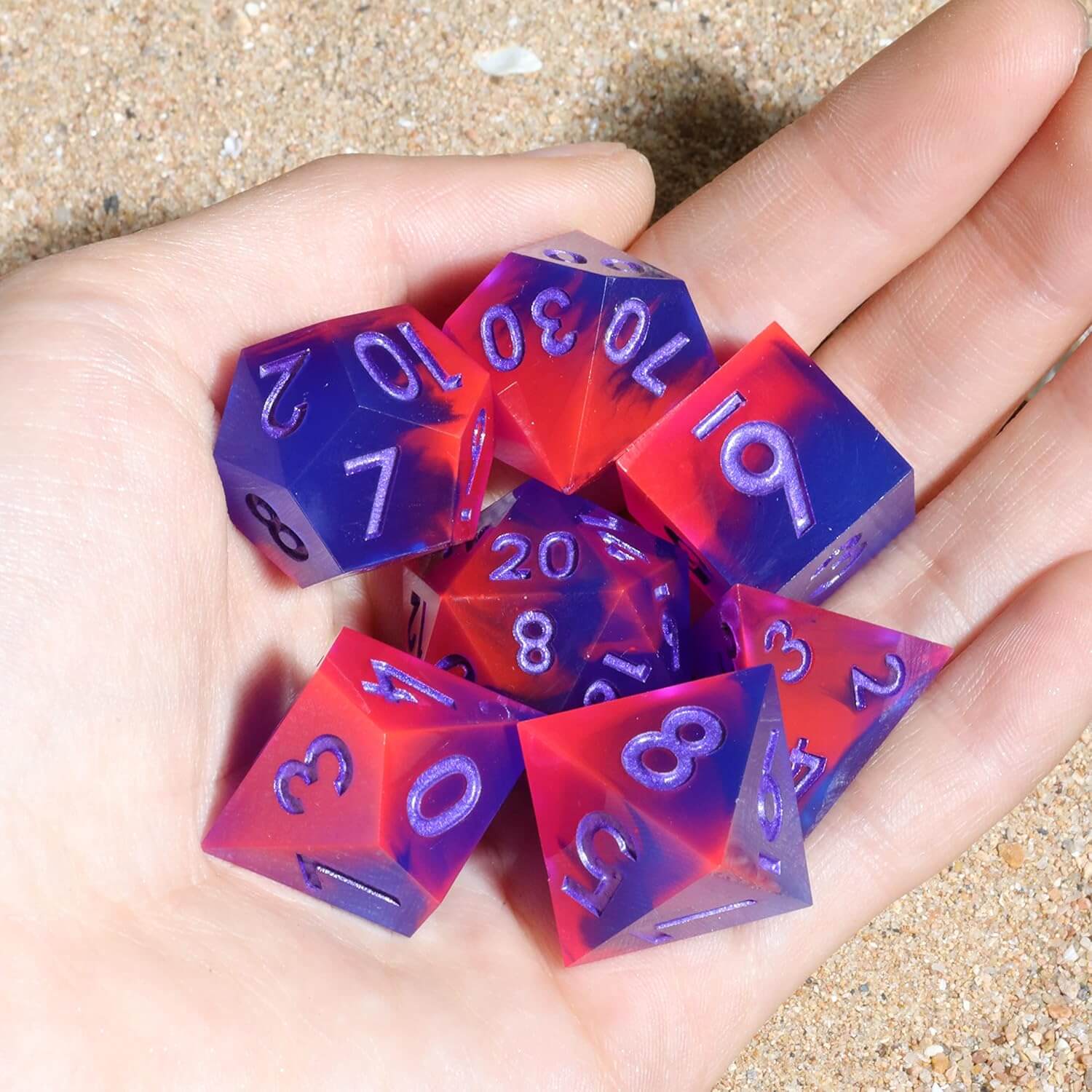 Cool 7 Sharp Edge Game Polyhedral Set Dice D and D - UV Miracle - Image 3