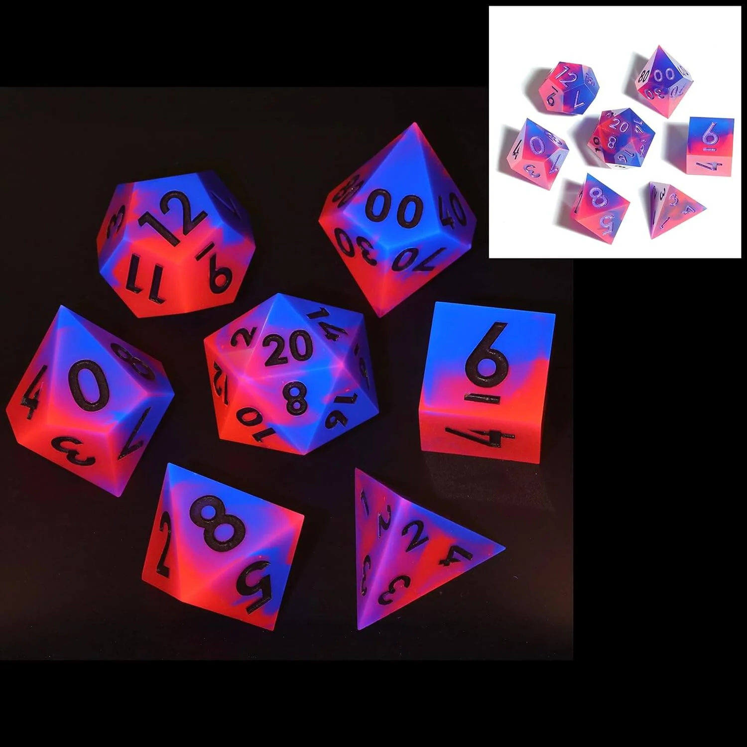 Cool 7 Sharp Edge Game Polyhedral Set Dice D and D - UV Miracle - Image 4