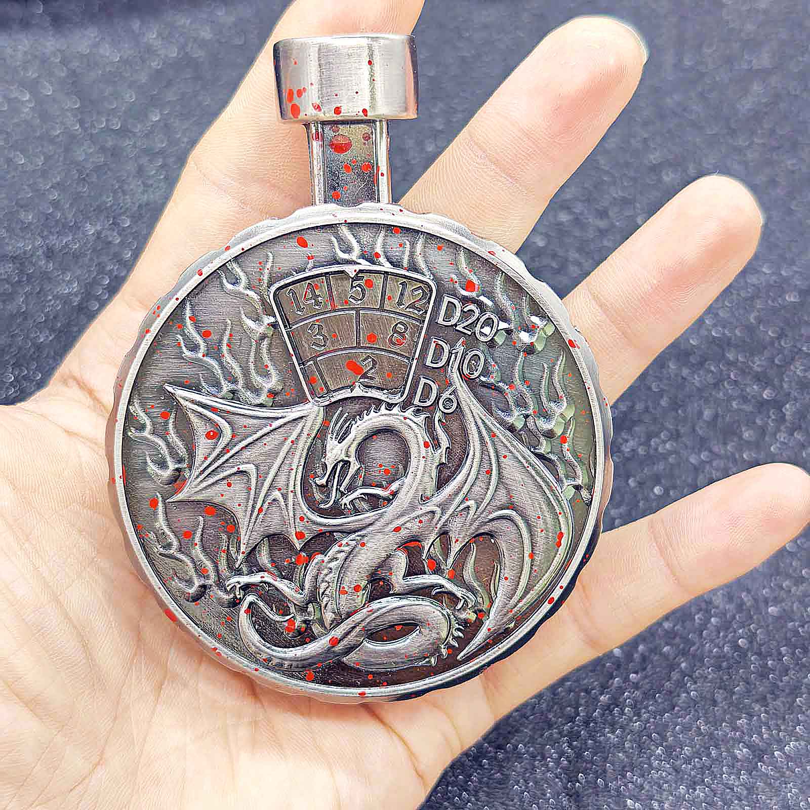 Cthulhu Wyvern 7 in 1 Button Presser Spinning DnD Metal Dice Bottle Roulette Game - Image 4