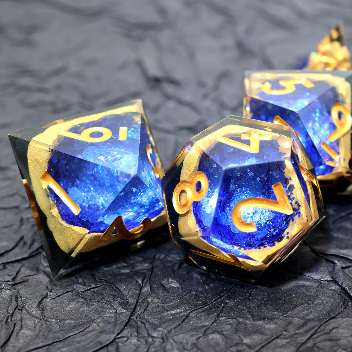 DND 7-Piece Sharp Edge Blue Geode Dice Set - Image 5