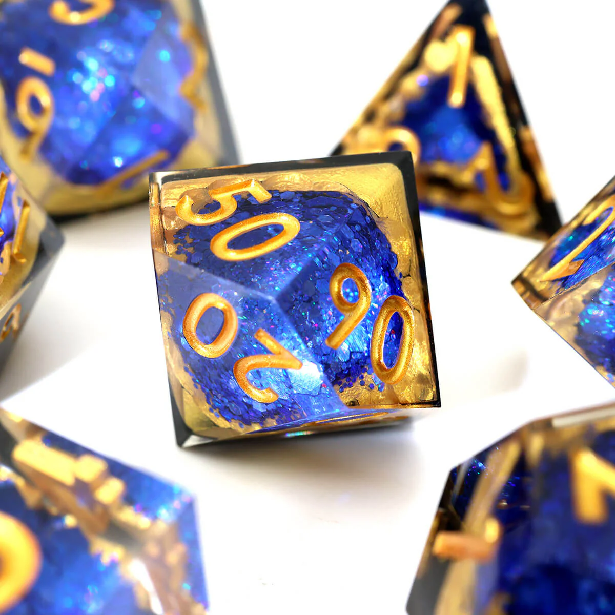 DND 7-Piece Sharp Edge Blue Geode Dice Set - Image 8