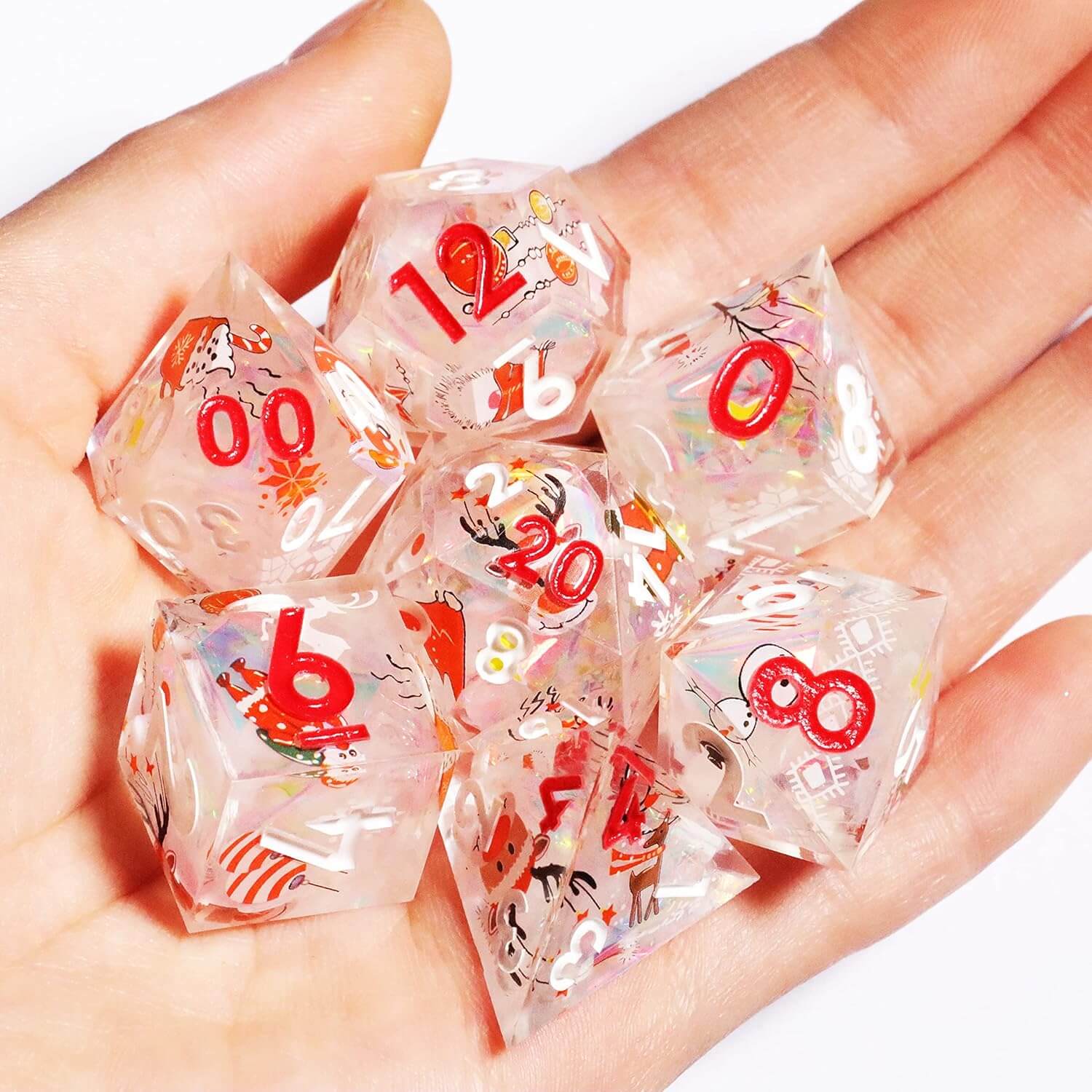 D&D 7-Piece Sharp Edge Christmas Snowman Polyhedral Resin Dice Set - Image 3