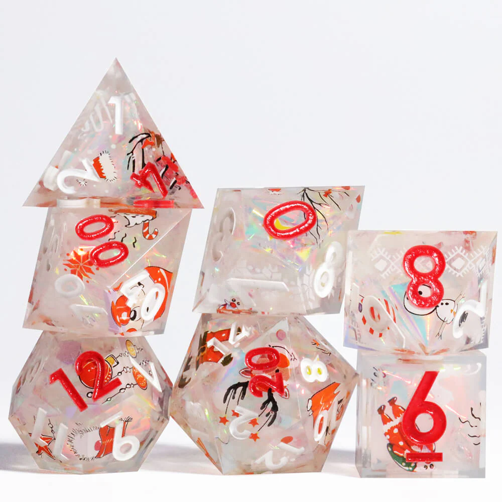 D&D 7-Piece Sharp Edge Christmas Snowman Polyhedral Resin Dice Set - Image 4