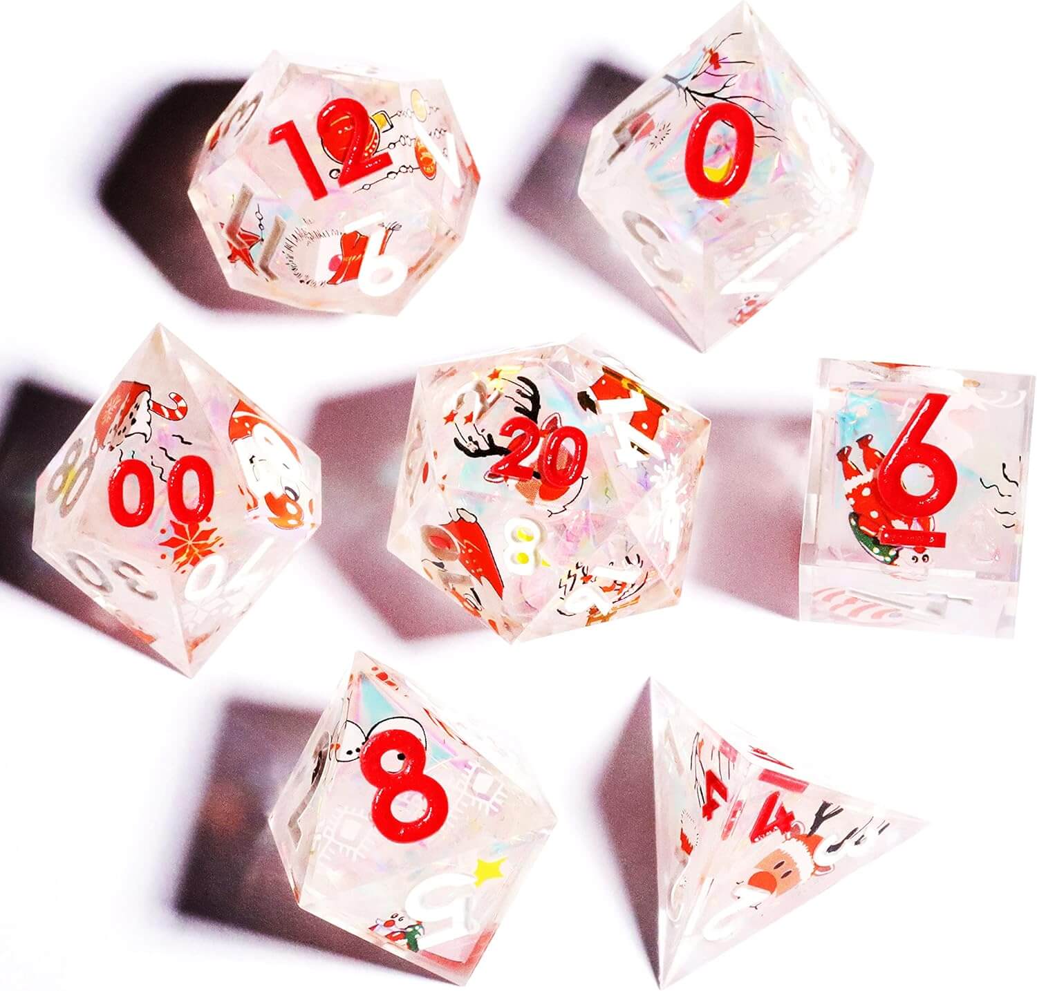 D&D 7-Piece Sharp Edge Christmas Snowman Polyhedral Resin Dice Set - Image 5