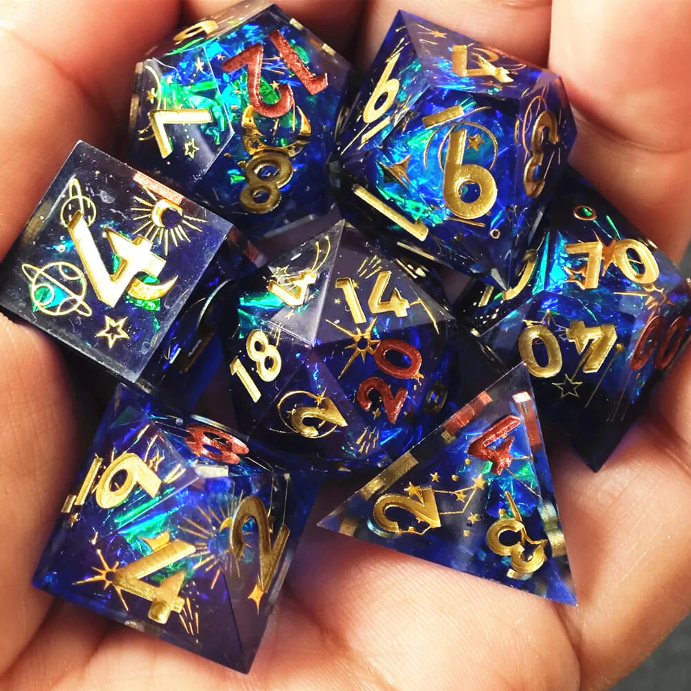 D&D 7-Piece Sharp Edge Planet Polyhedral Resin Dice Set - Image 3
