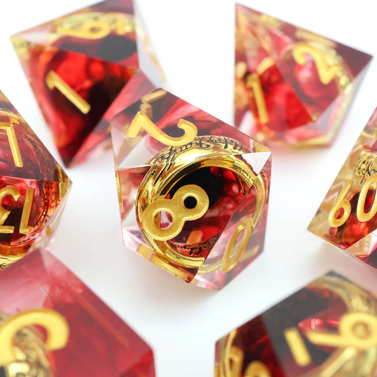 DND 7-Piece Sharp Edge Red Magic Ring Dice Set - Image 6