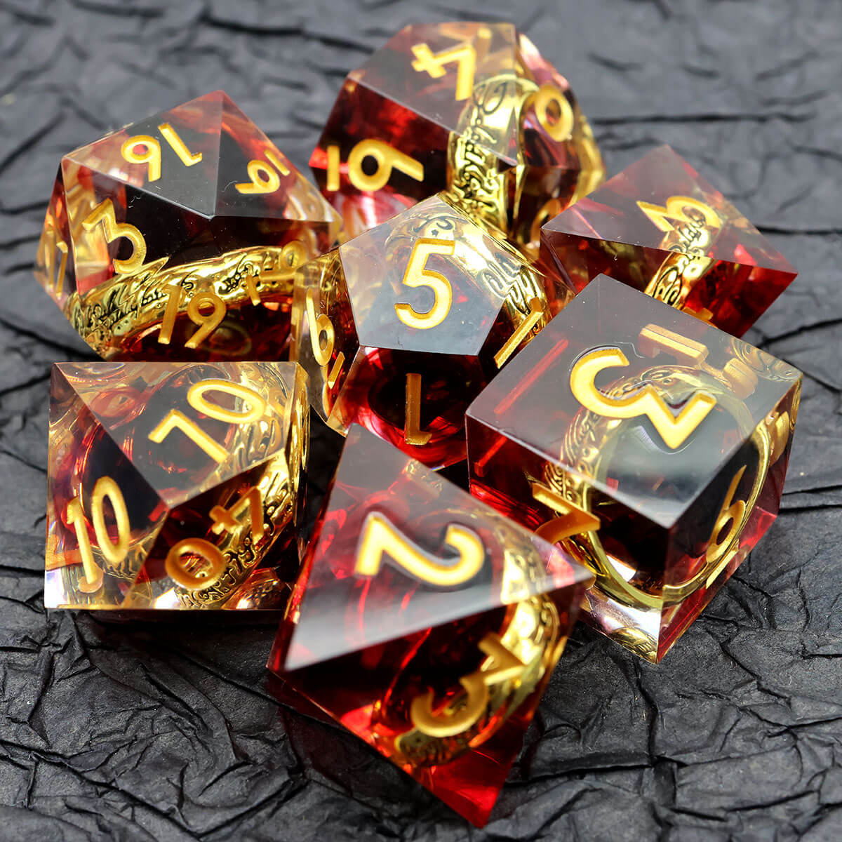 DND 7-Piece Sharp Edge Red Magic Ring Dice Set - Image 8