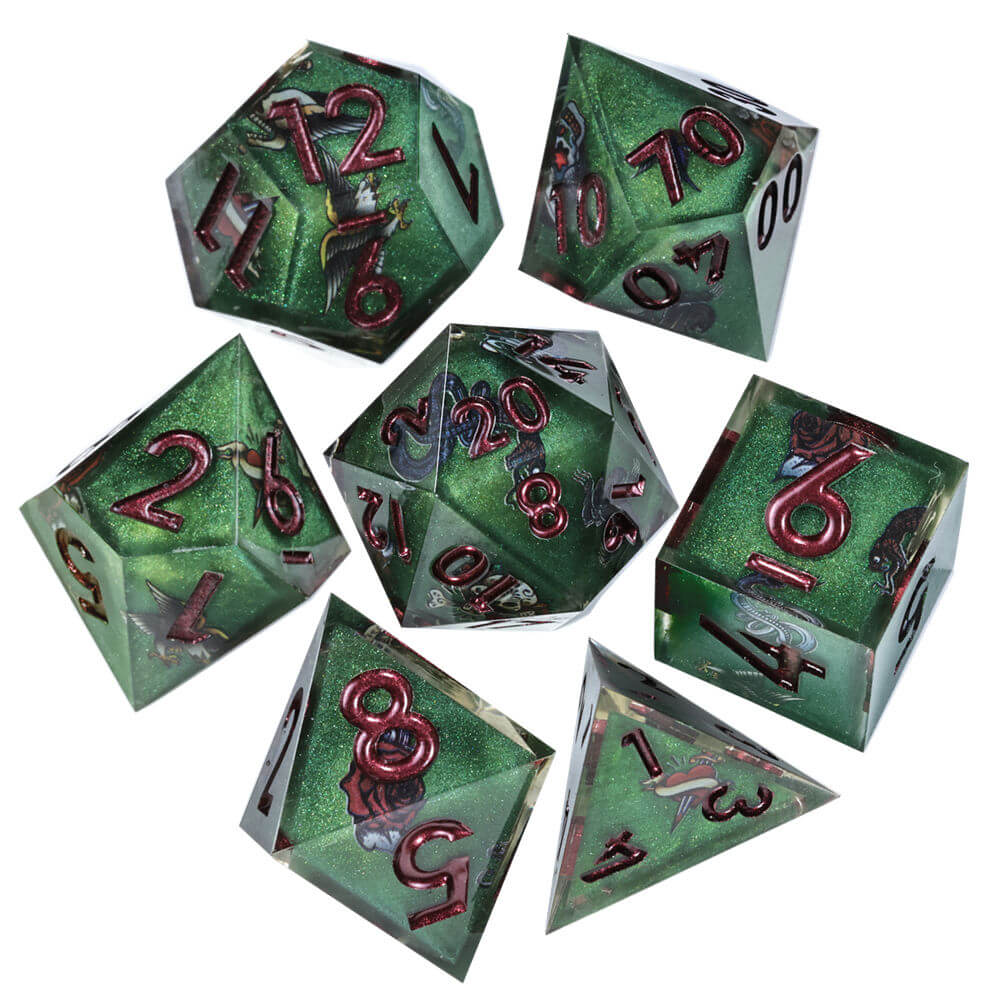 D&D 7-Piece Sharp Edge Wild Nature Polyhedral Resin Dice Set - Image 3