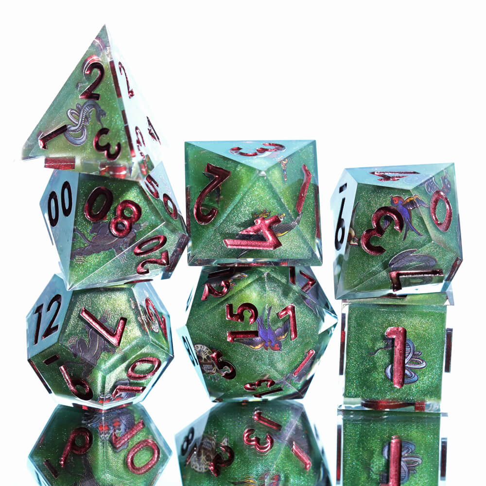D&D 7-Piece Sharp Edge Wild Nature Polyhedral Resin Dice Set - Image 4