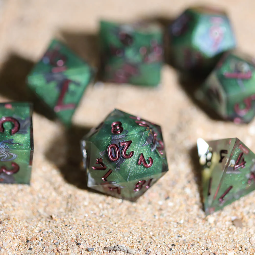 D&D 7-Piece Sharp Edge Wild Nature Polyhedral Resin Dice Set - Image 7