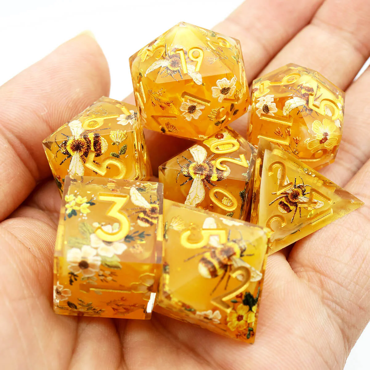 DND Bee 7-Piece Sharp Edge Layered Dice Set - Image 12