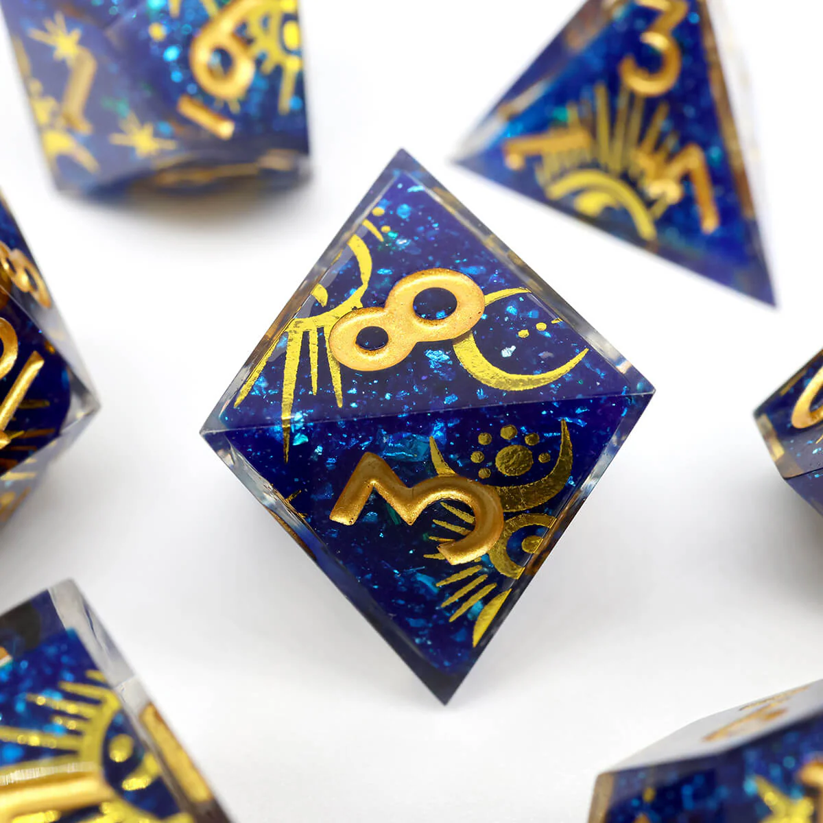 DND Starry Sky 7-Piece Sharp Edge Layered Dice Set - Image 12