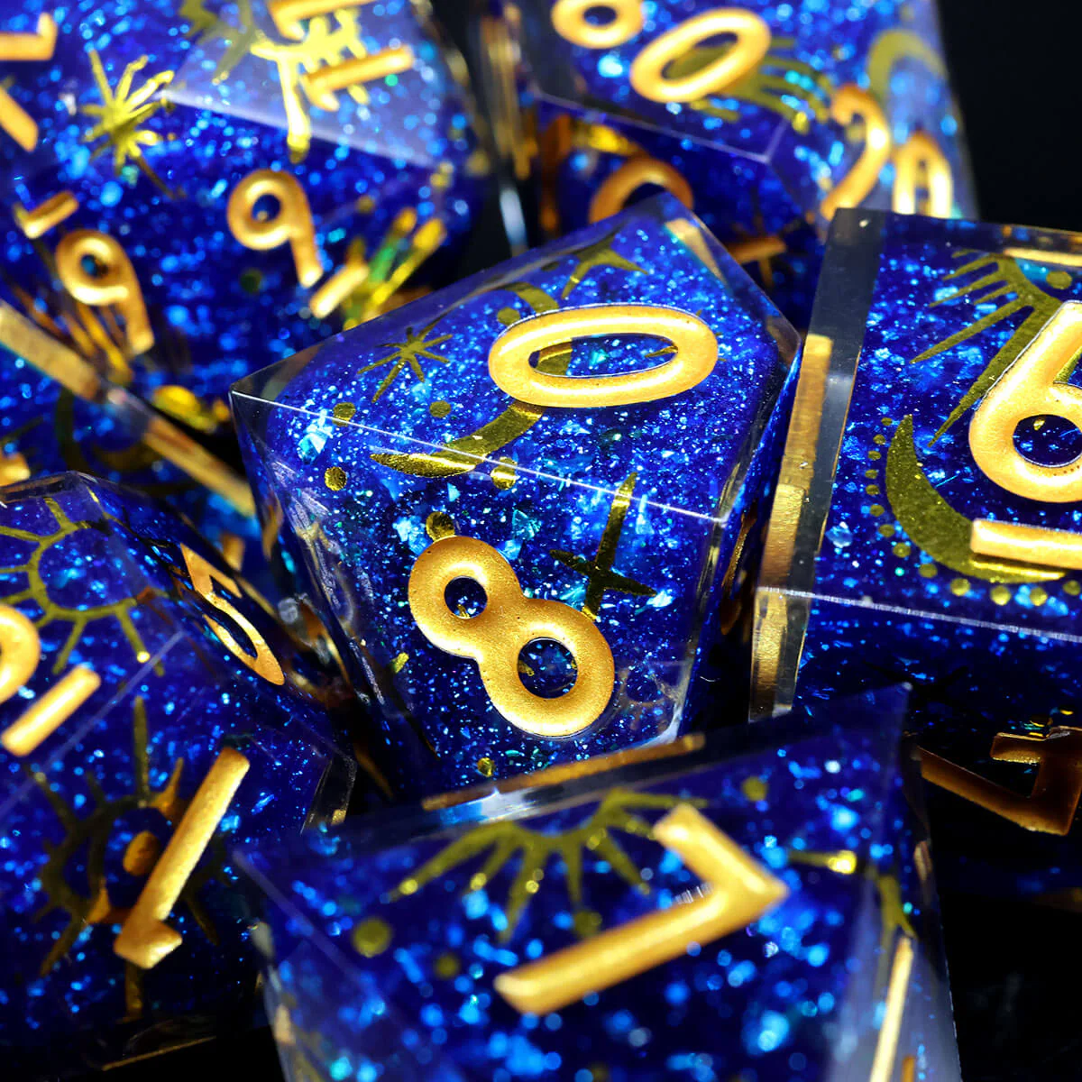DND Starry Sky 7-Piece Sharp Edge Layered Dice Set - Image 3
