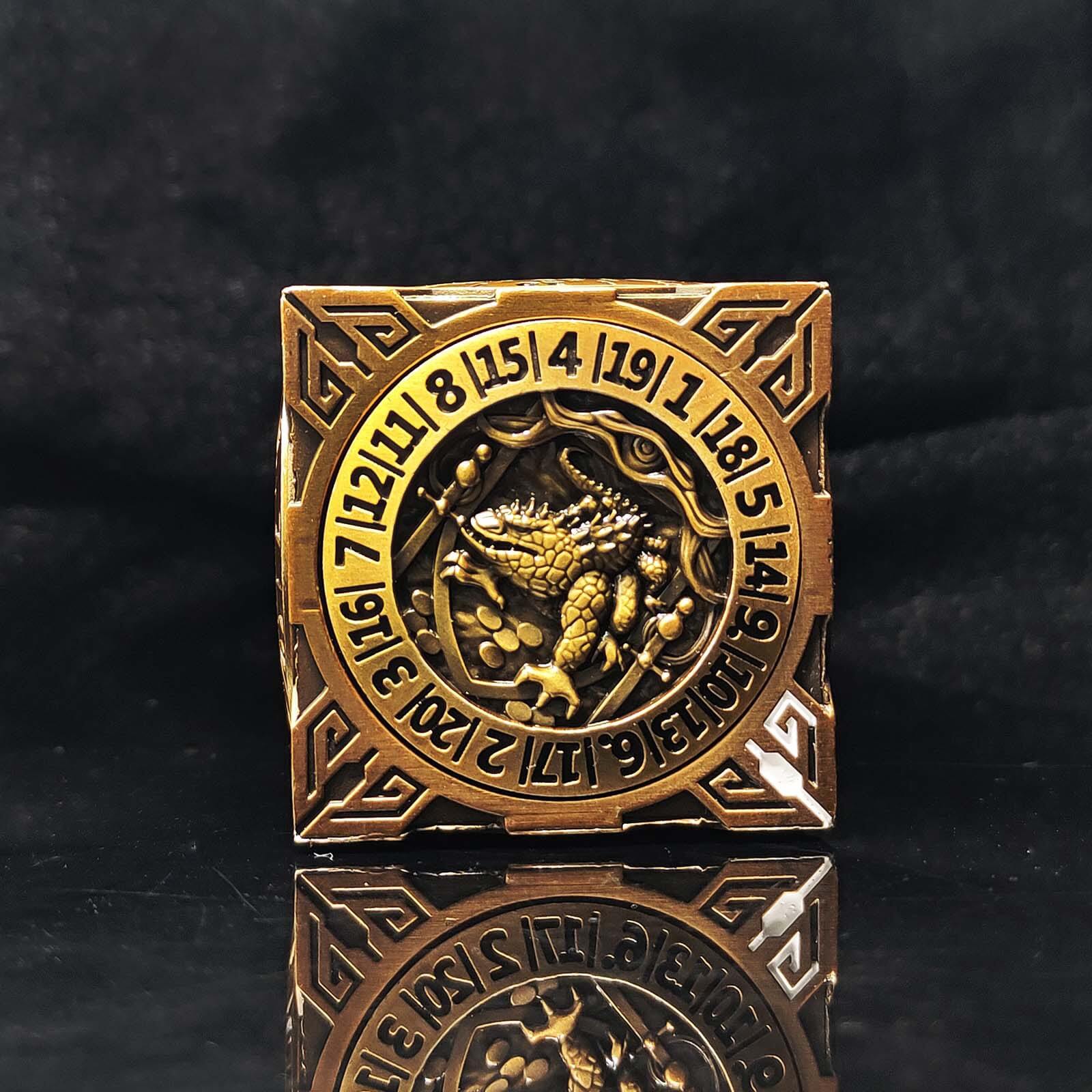 Dragon Cthulhu Skull 7 in 1 Cube 6-sided Rotating DND Metal Dice - Image 13