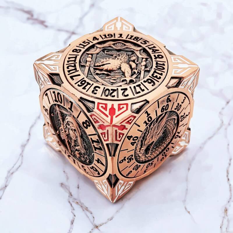 Dragon Cthulhu Skull 7 in 1 Cube 6-sided Rotating DND Metal Dice - Image 20