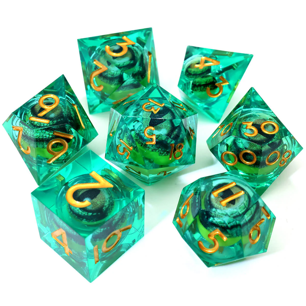 Dragon Eye 7-Piece Sharp Edge DND Dice Set