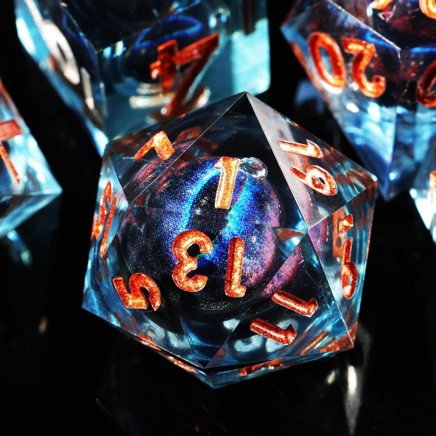 Dragon Eye Sharp Edge Resin Polyhedral 7-Piece D&D Dice Set - Image 2