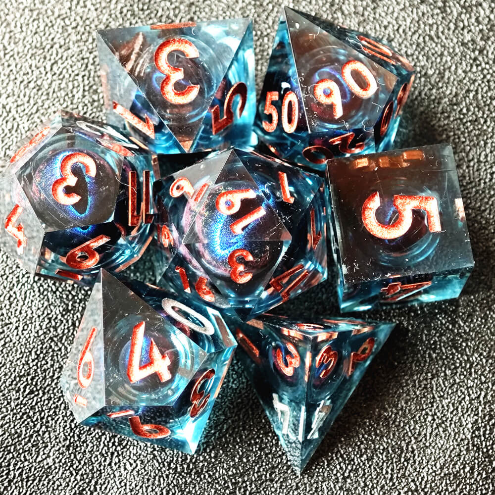 Dragon Eye Sharp Edge Resin Polyhedral 7-Piece D&D Dice Set - Image 7