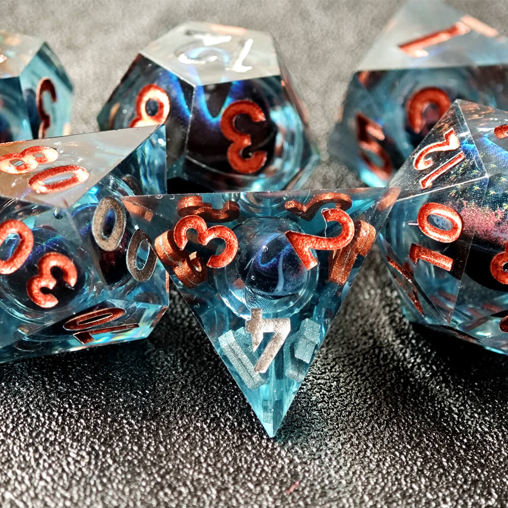 Dragon Eye Sharp Edge Resin Polyhedral 7-Piece D&D Dice Set - Image 8