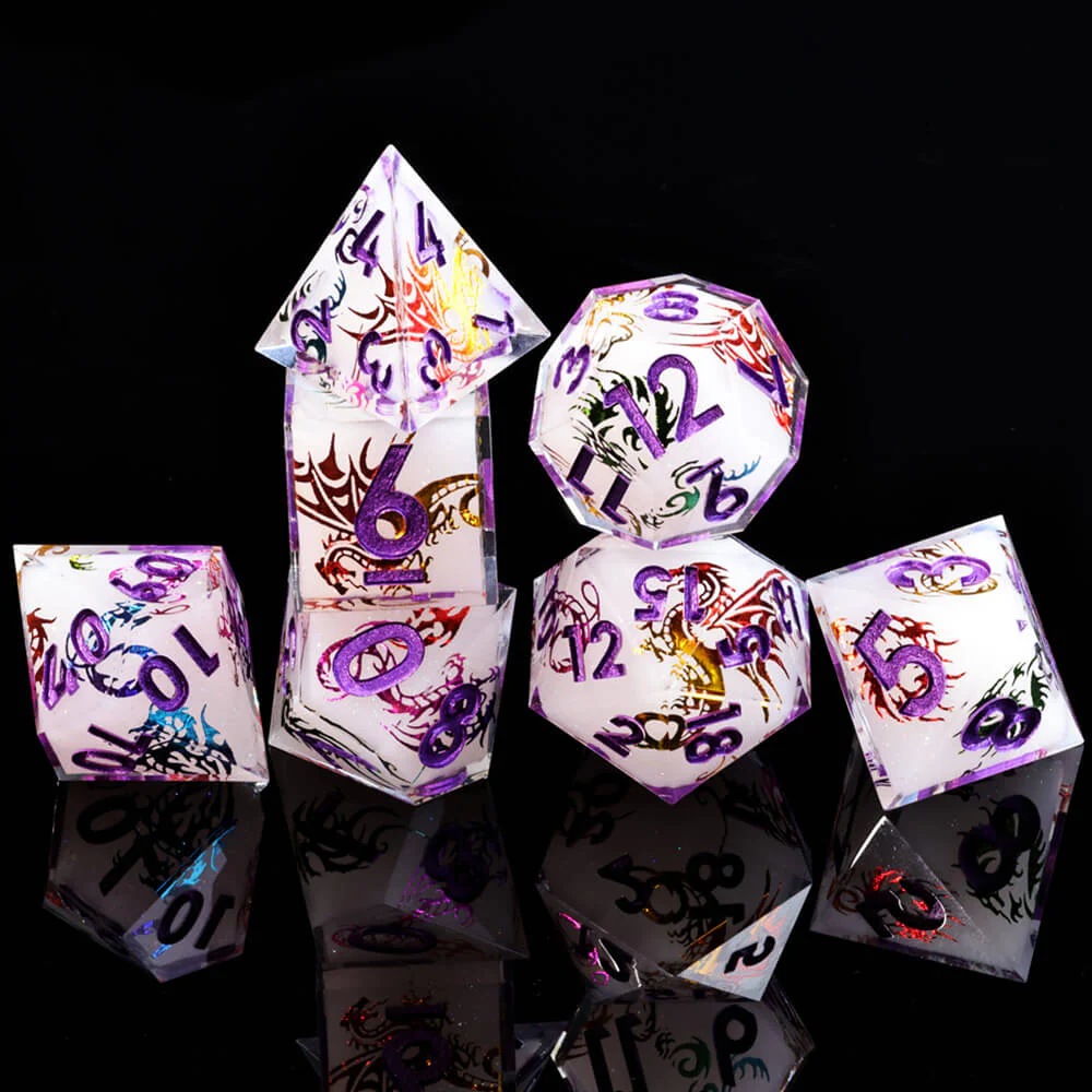 Dragon Icon Layered Polyhedral Resin DnD Dice Sets - Image 5