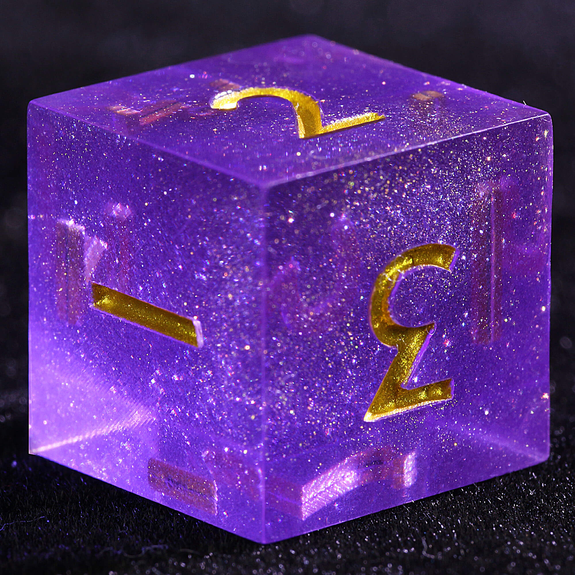 Draw Steel 3 Polyhedral Resin two 20-Sided D10 and one 6-Sided D3 Dice Set Violet Resolve - Image 3
