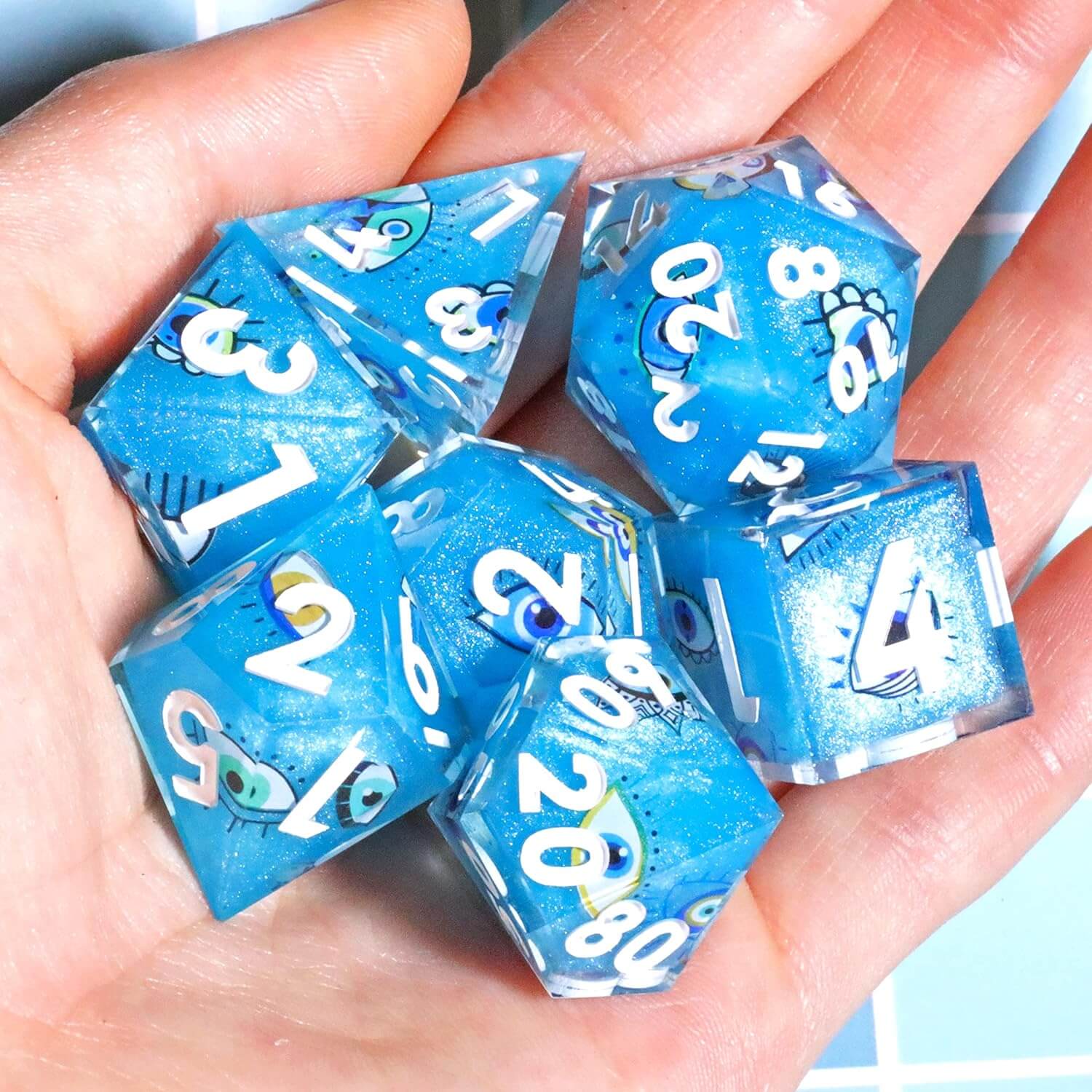 Eye of Truth Sharp Edge Polyhedral Resin 7-Piece D&D Dice Set - Image 3