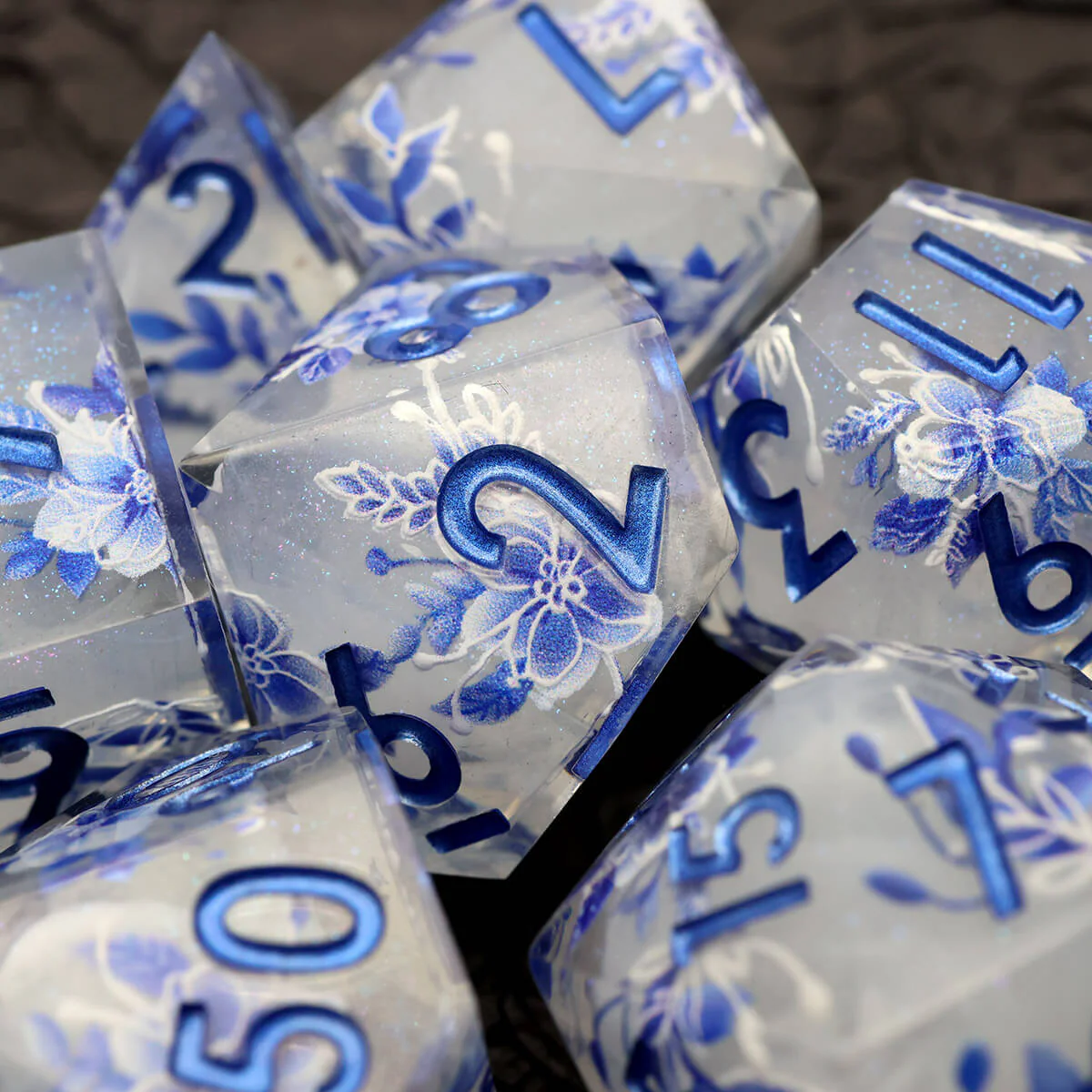 Flower Layered 7-Piece Sharp Edge DND Dice Set - Image 7