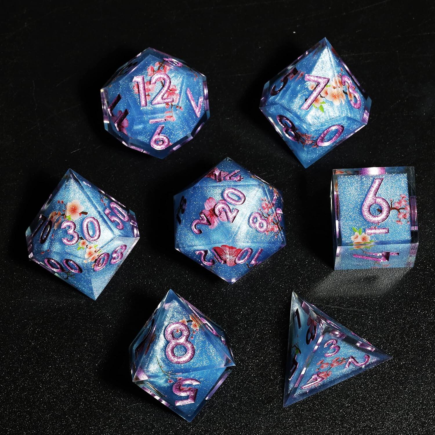 Fuji Lake Sharp Edge Resin Polyhedral 7-Piece D&D Dice Set - Image 6