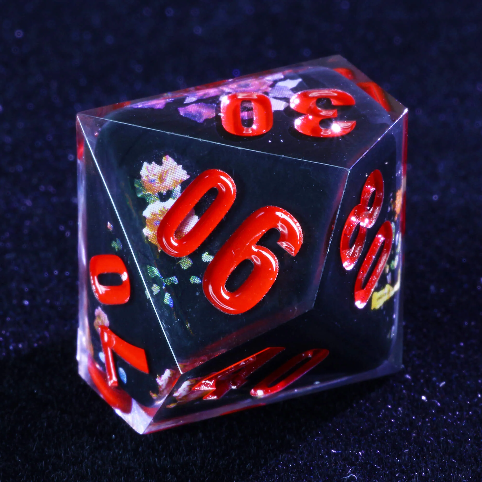 Gaming 7 Polyhedral Resin Dice Sets D&D Flower Black - Image 8