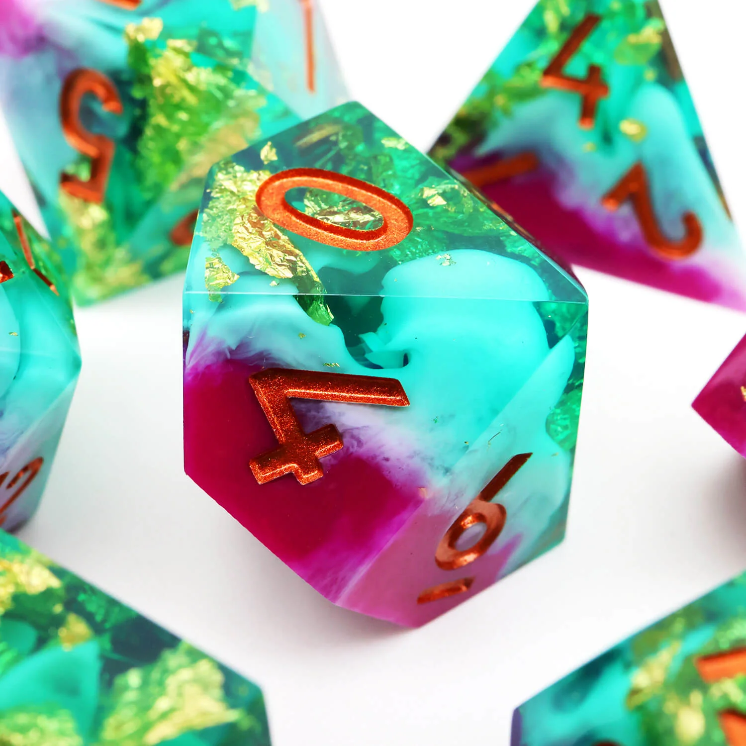 Gold Leaf Handmade Polyhedral DnD Dice Set for Board Games - Image 6