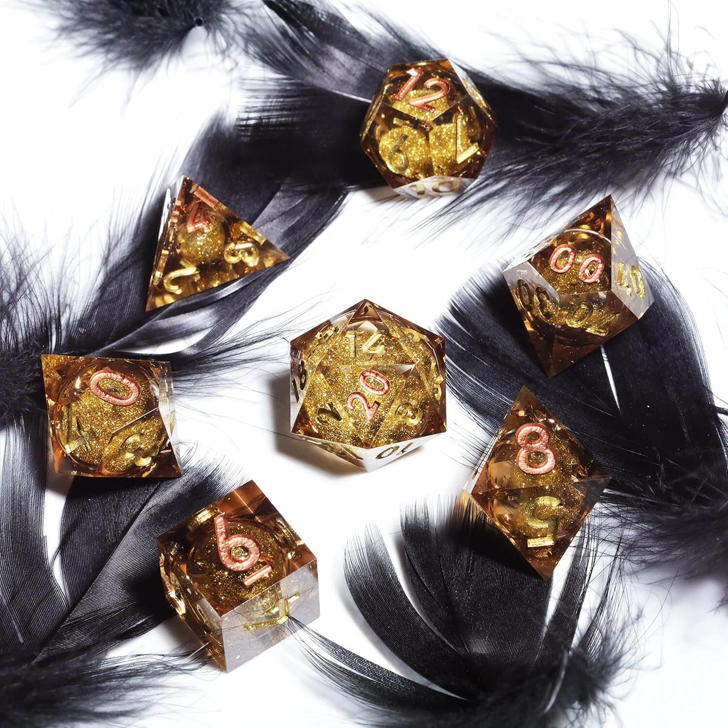 Golden Sand Sharp Edge Polyhedral Resin 7-Piece D&D Dice Set - Image 4