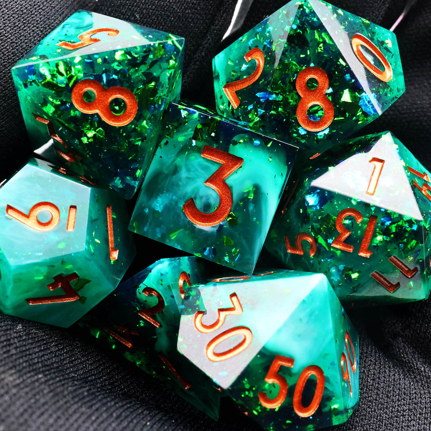 Green Forest Handmade Polyhedral DnD Dice Set for TRPG - Image 11