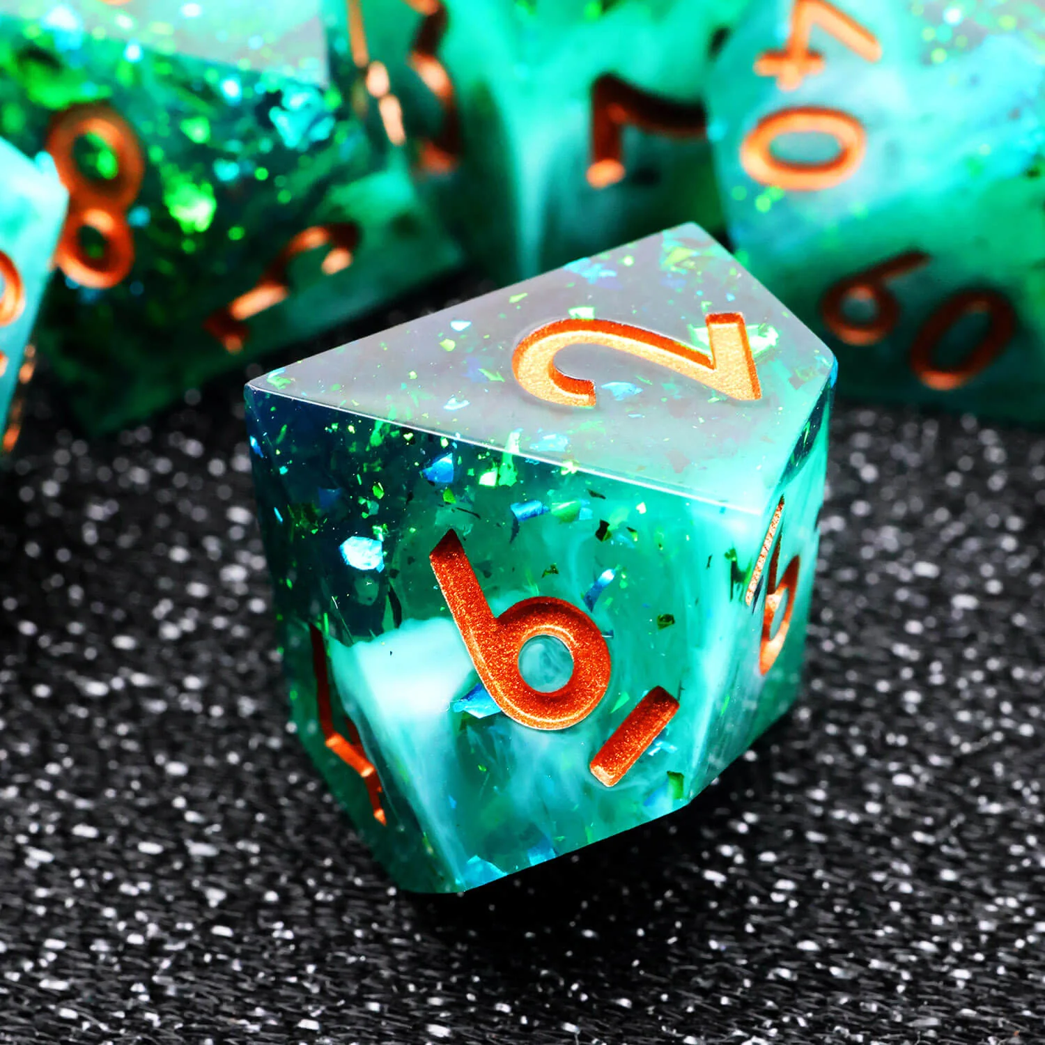 Green Forest Handmade Polyhedral DnD Dice Set for TRPG - Image 3