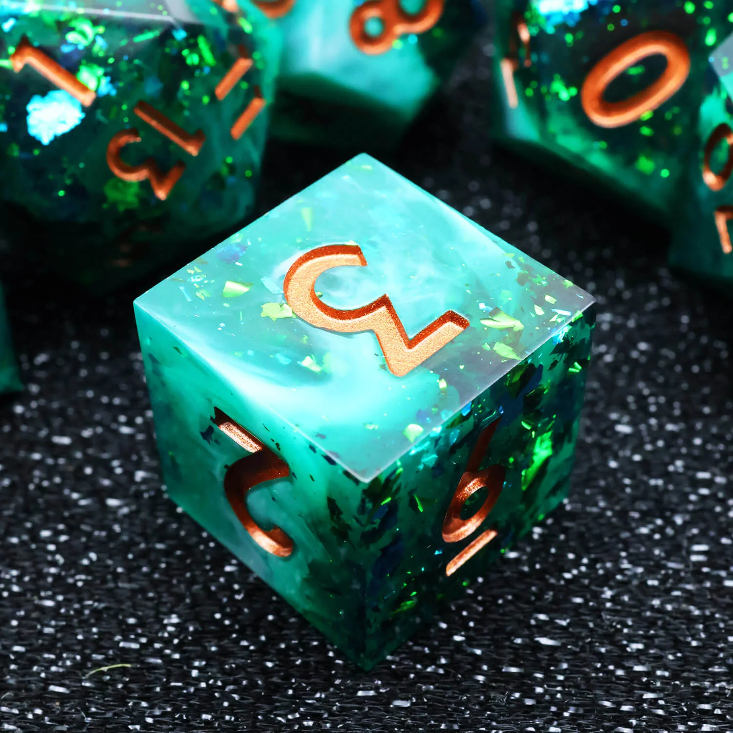 Green Forest Handmade Polyhedral DnD Dice Set for TRPG - Image 4